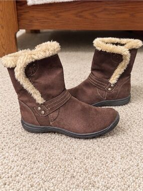 Earth Spirit Brown Faux Suede Faux Fur Mid Calf Winter Boots Size 10
